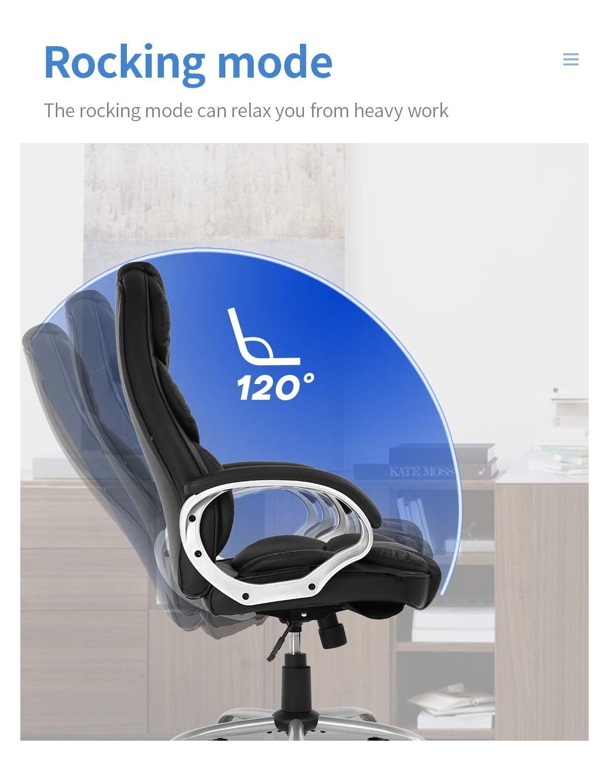 FDW Black Ergonomic Office Chair - PU Leather w/Lumbar Support & Armrests
