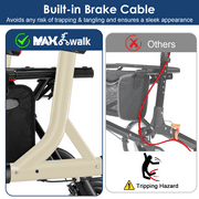 MAXWALK All-Terrain Rollator Walker for Seniors, 10 Rubber Wheels Foldable Walker with Padded Seat, Height Adjustable Mobility Walking Aid, Beige