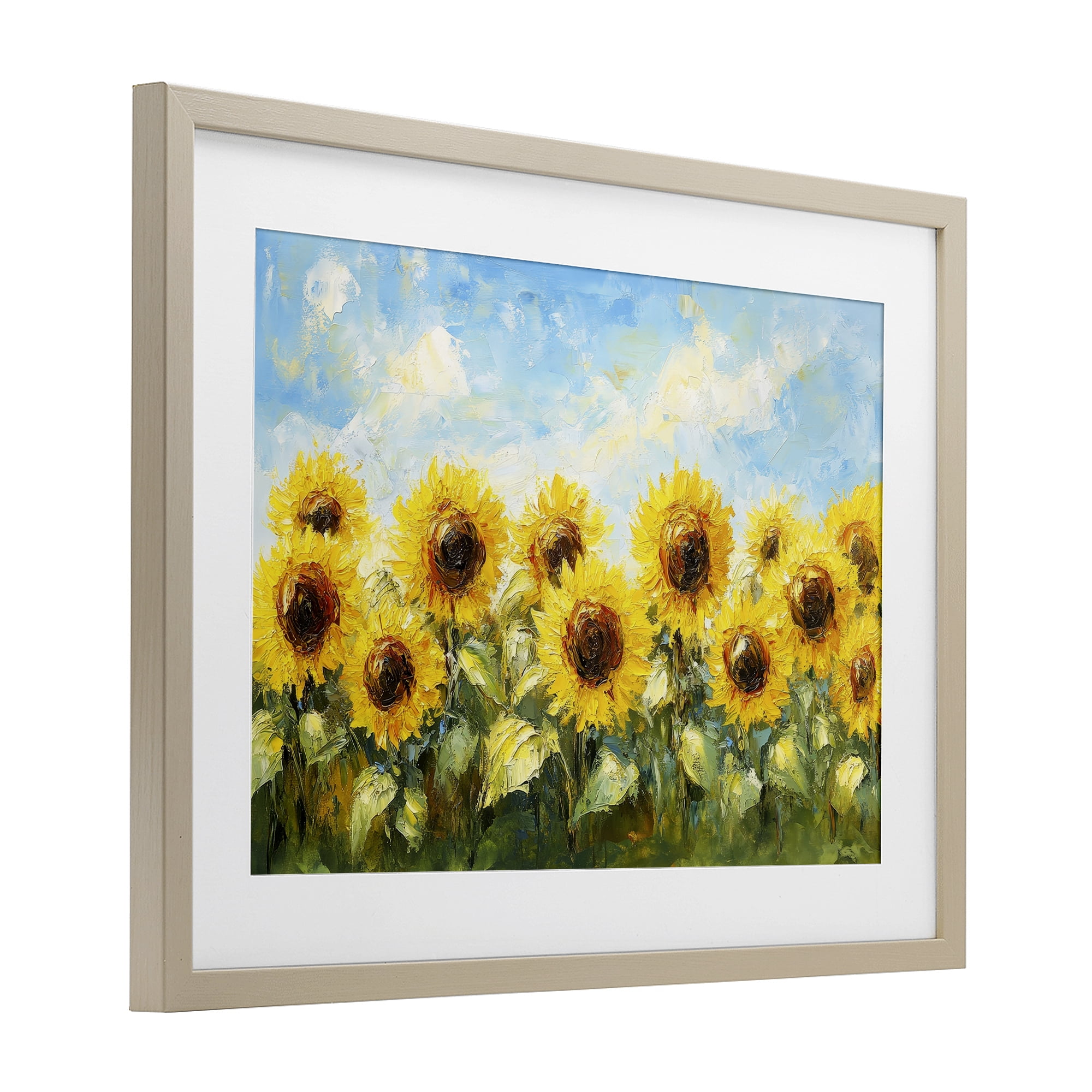 Stupell Industries Impressionist Sunflowers Horizon Birch Framed Print Under Glass, design by Petal Prints Design