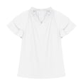 thumbnail image 3 of Jinhomg Girls Fashion Summer Shirts Cute Ruffle Sleeve V-Neck Blouses Casual Comfy Solid Pullover Tops White 11 Years, 3 of 10