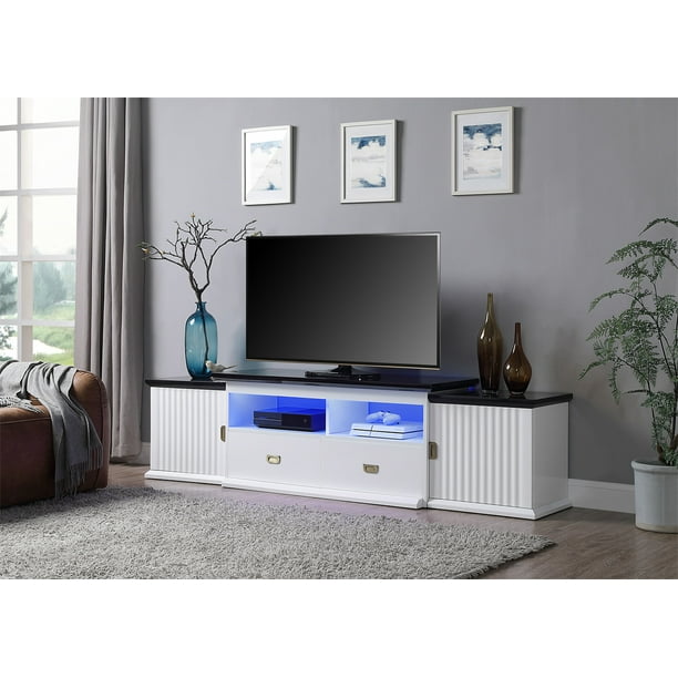 LED TV Stand for 50" TV, TV Stand Game Console with LED Touch Light & 2