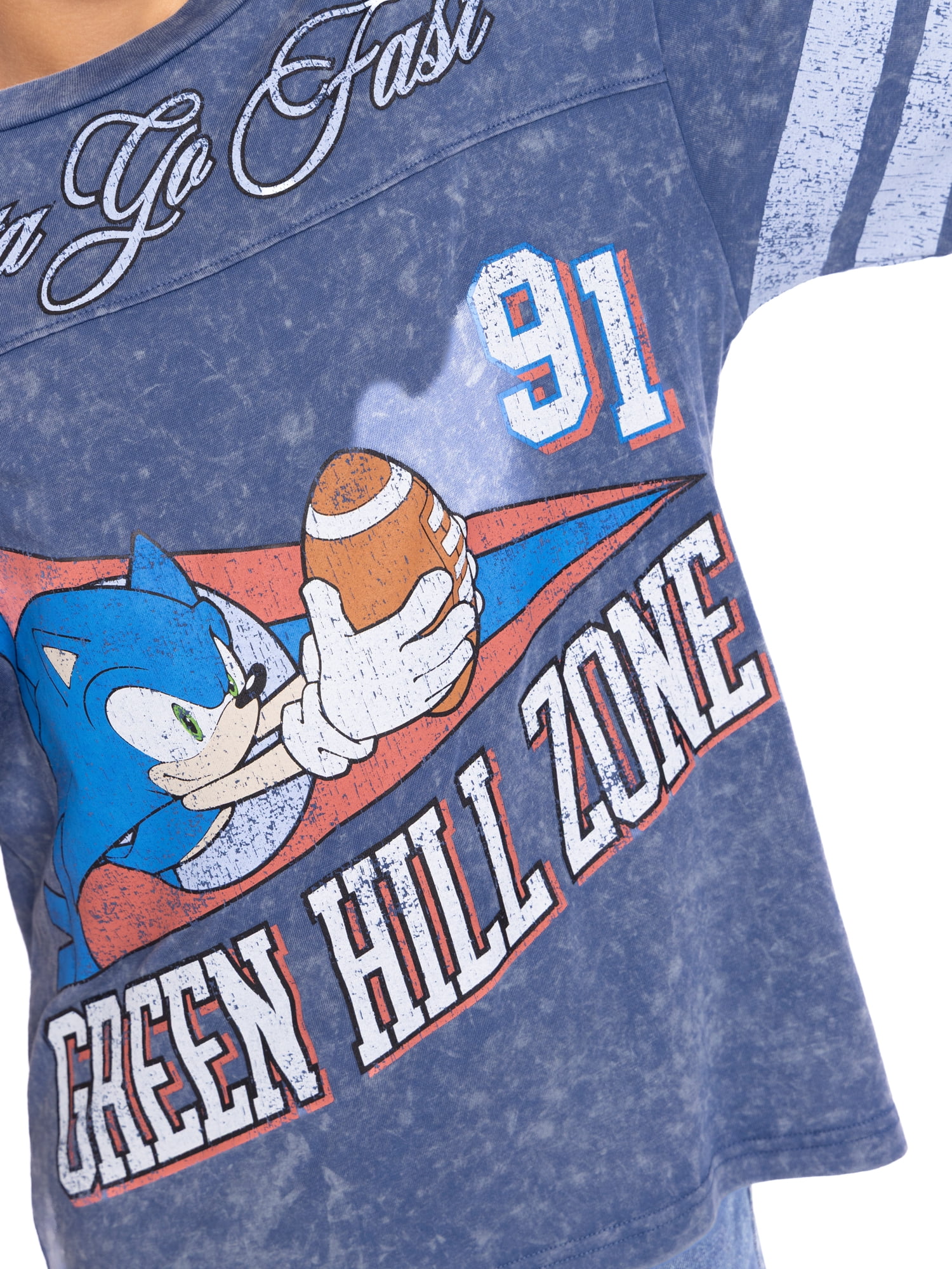 Sonic the Hedgehog Boys Mineral Washed Graphic Football Tee with Short Sleeves, Sizes 4-18