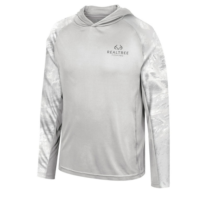 Realtree Men's Long Sleeve Gulf Stream Performance Fishing Hooded Graphic T-Shirt, Medium