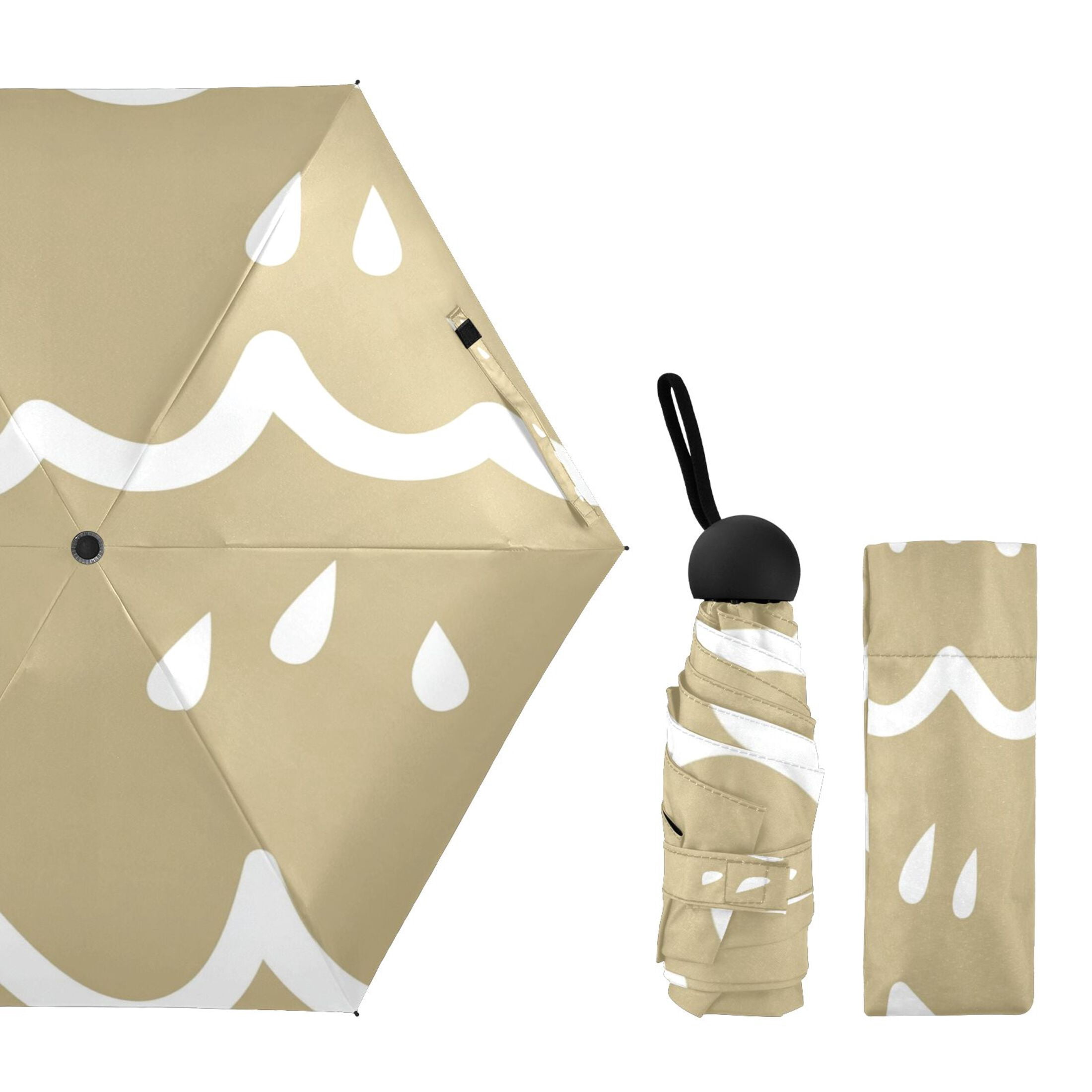 Abstract Rain Scene Umbrellas for Sun Auto Open Close UV50+ Waterproof 5-Fold Compact Fiberglass Frame