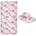 thumbnail image 6 of Coolnut 3 PCS Towel Pink Floral Pattern Cotton Bath Towel Set (1 Bath Towel, 1 Hand Towel, 1 Washcloth) for Bathroom, Super Soft and Quick Dry Towels, 6 of 6