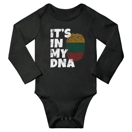 

It s In My Lithuanian DNA Baby Long Sleeve Rompers Bodysuit (Black 18 Months)