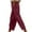 Wine, variant on Diufon Womens Boho Pants Linen Palazzo Pants Summer Casual Wide Leg Drawstring Lace Trim Pants with Pockets