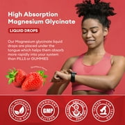 (2 pack)Minch Magnesium Glycinate Supplement,Liquid Drops 1000mg,2 fl oz, Vegan, Strawberry Flavor