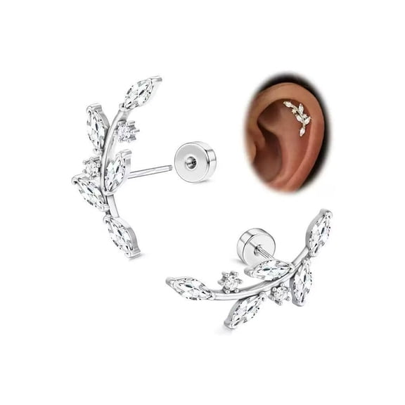 925 Sterling Silver Rhinestone Earrings for Women Hypoallergenic Flat Back Stud Earring Jewelry Gifts