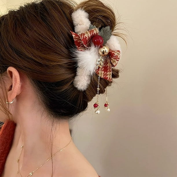 Adornos navideños, adornos navideños, regalos navideños, pinzas para el pelo de otoño e invierno para mujer, accesorios para el pelo con lazo, decoración navideña, pinzas para el pelo, horquillas, hor
