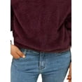 thumbnail image 4 of FASHIONWT Women Quarter-Zip Cozy Brushed Hoodie Jumper Top Warm Flannel Sweatshirt, 4 of 4
