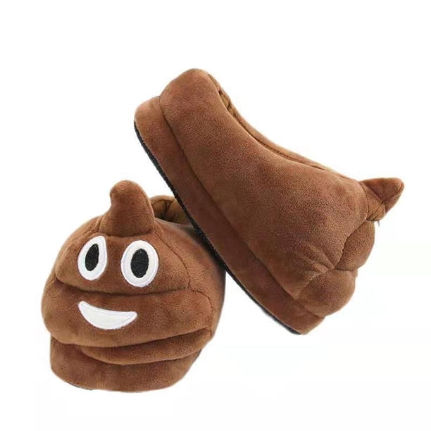 Zapatillas Funny Poop, cálidas, de felpa, antideslizantes, para interiores