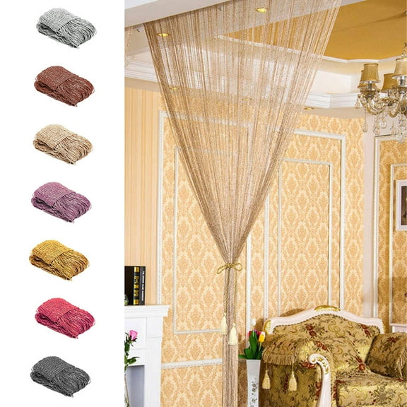 Willstar String Door Curtain Fly Screen Window Panel Tassel Fringe Beads Room Divider 3.28 * 6.56 ft/Set