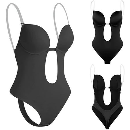 

Womens Summer Deep V Backless Body Shaper Bra Sexy Bodysuit for Women Party Club Night Tummy Control Shapewear Adjustable Crotch Design Black S/32