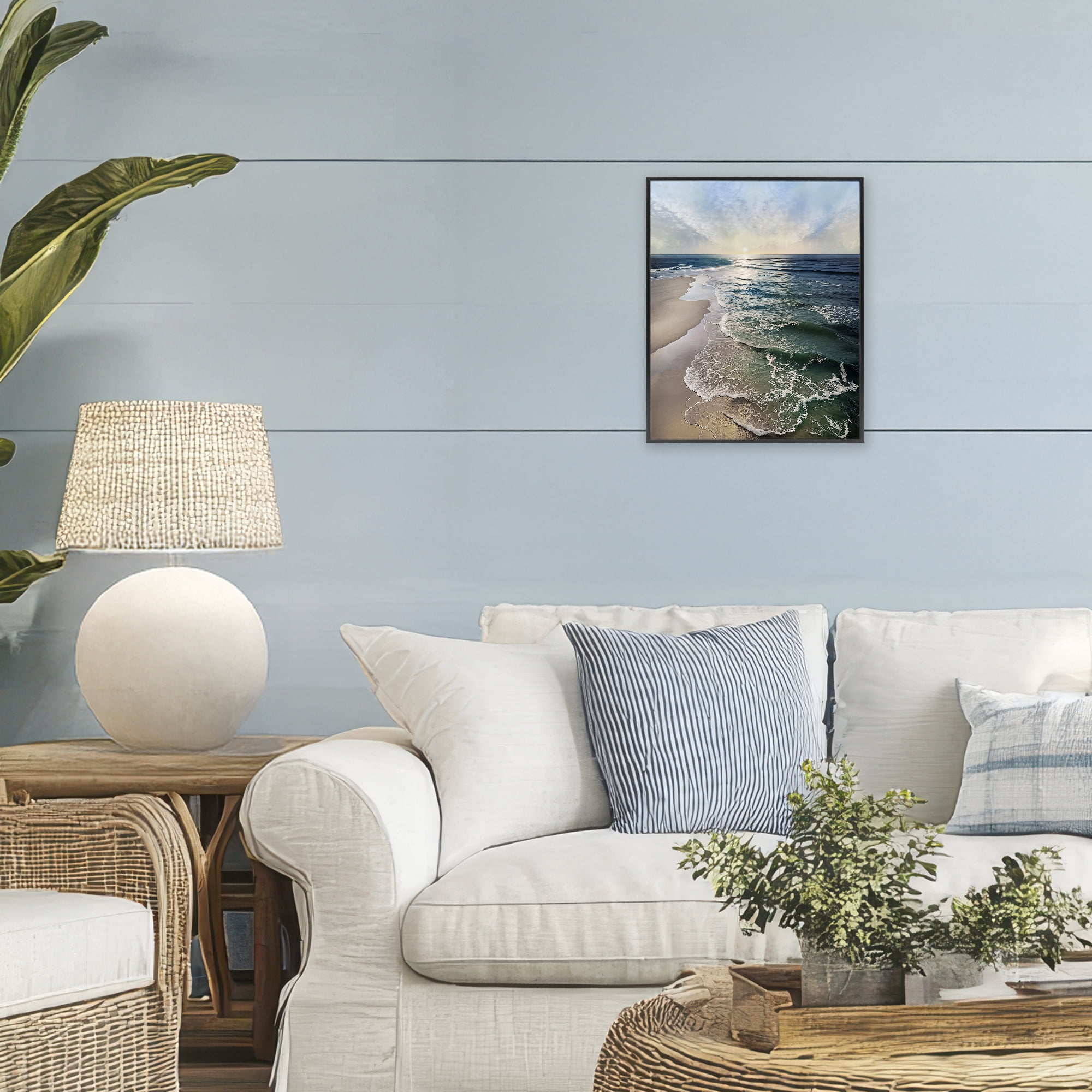 Stupell Industries Tranquil Shoreline with Soft Light Black Framed Giclee Art, design by Mike Calascibetta