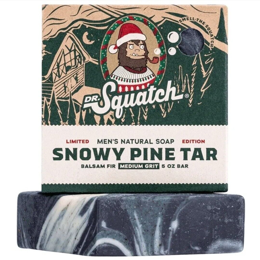 Dr. Squatch Limited Edition All Natural Bar Soap for Men with Medium Grit,  Snowy Pine Tar, Green & White Swirl