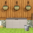thumbnail image 3 of Spacious 75 Gallon 260L Plastic Outdoor Deck Storage Box for Tools, Cushions, and Toys with Lockable Seating Feature, 3 of 10