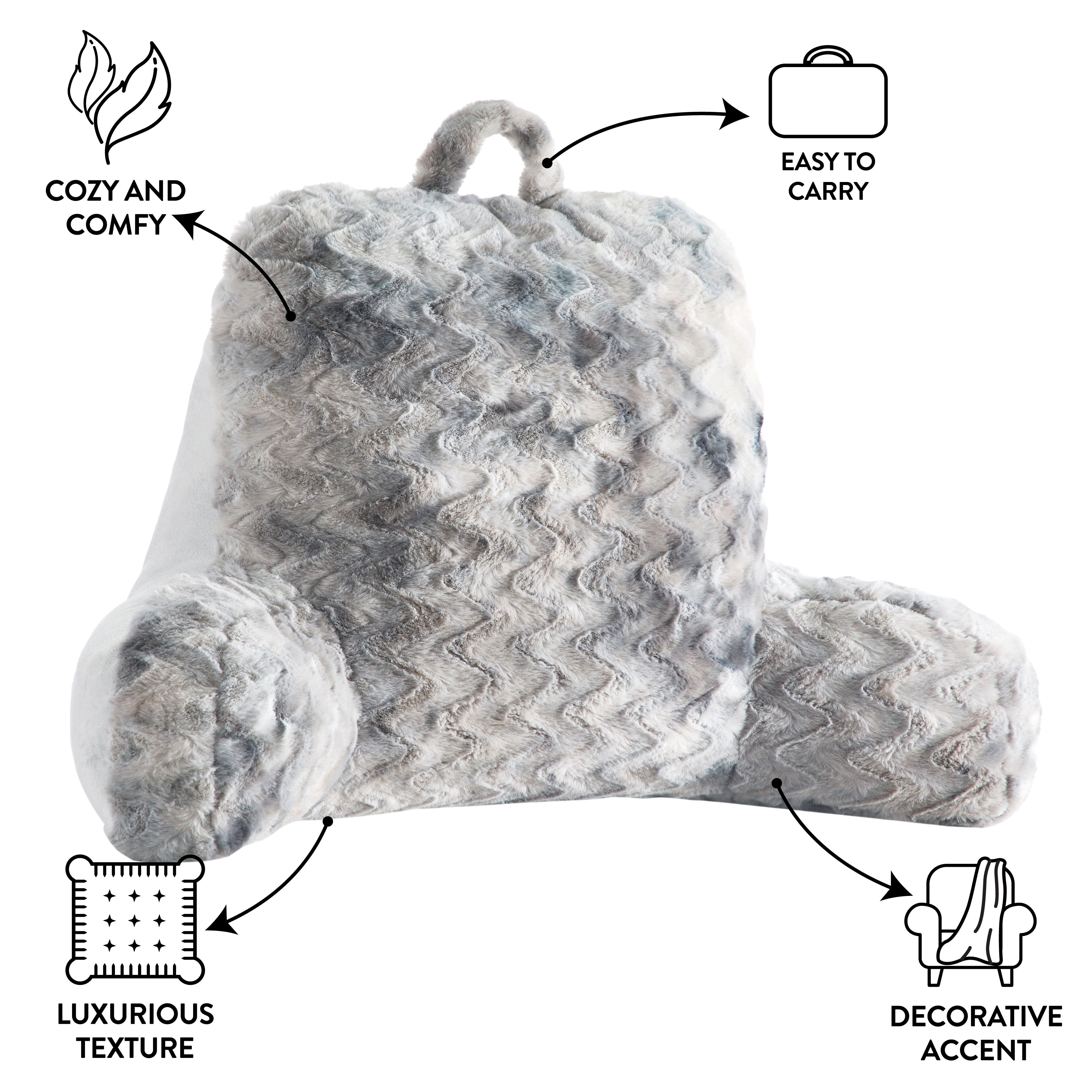 Mainstays Super Soft Tie Dye Faux Fur Backrest, Grey Multicolor, 23" x 29"