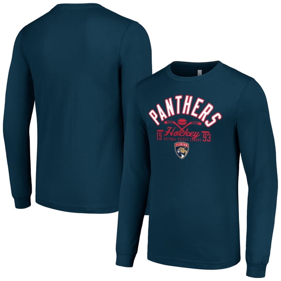 Men's Starter Navy Florida Panthers Puck Long Sleeve T-Shirt