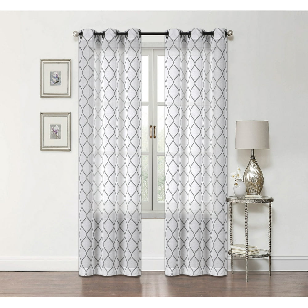 2 Pack Regal Home Collections Ikat Sheer Grommet Curtains White