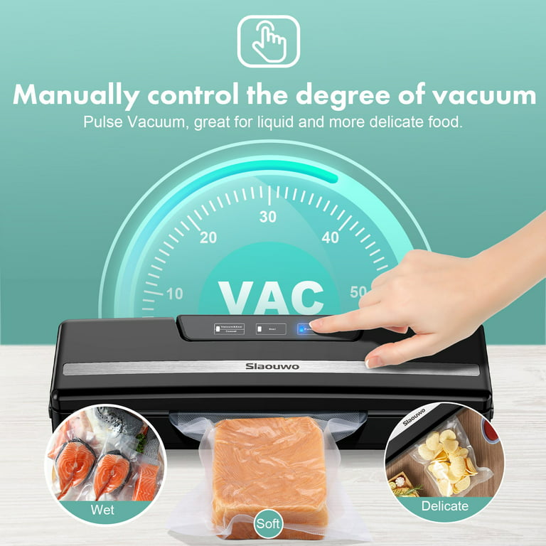 Vacuum Sealer Machine, Slaouwo Compact Vacuum Food Sealer with 2 Roll Vacuum  Bags 