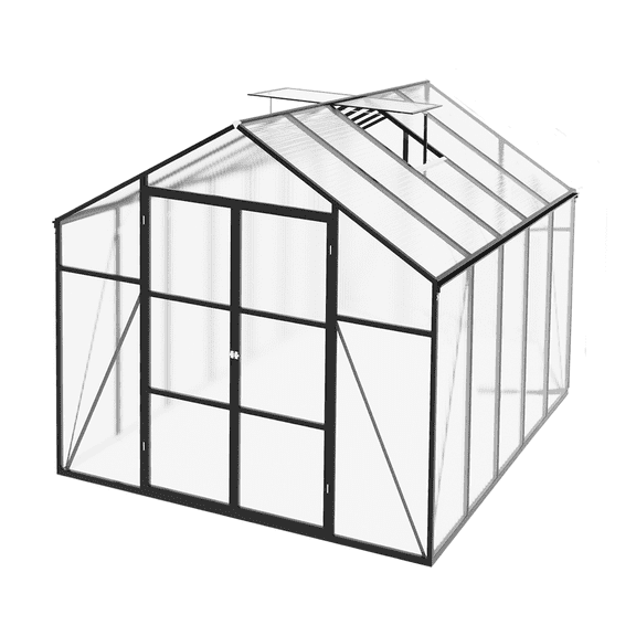 8x10 FT Polycarbonate Greenhouse, Heavy Duty Aluminum Frame Walk-in Greenhouse for Backyard Gardening, Stable for All Seasons