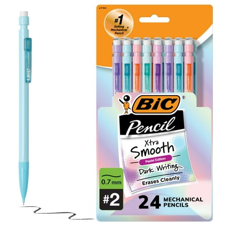 UPC: 0070330437661 | BIC® Xtra-Smooth Mechanical Pencils  Medium Point  0.7 mm  #2 Lead  Assorted Pastel Barrel Colors  Pack Of 24 Pencils