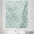 thumbnail image 1 of Quatrefoil Tapestry, Old Fashioned Style Mosaic with Simple Pastel Daisies Spanish Flowers, Fabric Wall Hanging Decor for Bedroom Living Room Dorm, 5 Sizes, Turquoise Grey White, by Ambesonne, 1 of 1