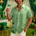 thumbnail image 4 of Ceisia Men's St. Patrick's Day Clover Print Short Sleeve Button-Down Shirt Collection | Mint Green Clover & Sparkle Scatter Print Button-Up Shirt Gifts, 4 of 8