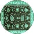 thumbnail image 1 of Ahgly Company Indoor Round Oriental Turquoise Blue Traditional Area Rugs, 7' Round, 1 of 4