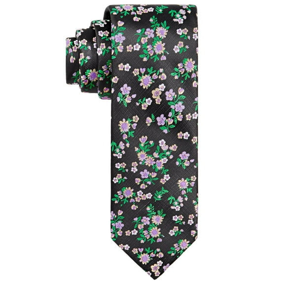 TAYION Mens Classic fit Tie Necktie One Size Black Floral Omega Psi