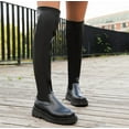 thumbnail image 5 of Black Thigh High Boots For Women Platform Slouch Over The Knee High Boots Lug Sole Low Chunky Heel Curve-friendly, 5 of 15