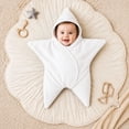 thumbnail image 4 of Loyni Star Shape Newborn Swaddle Sleep Sack Unisex Infant Coral Fleece Wearable Blanket Hooded Wrap Swaddle Soft Cozy Baby Sleeping Bag 0-3 Months White, 4 of 7