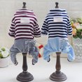 thumbnail image 1 of HEVIRGO Pet Spring High Neck Striped Pattern Four-legged Pants T-shirt Dog Cat Clothes,Brown 2XL, 1 of 10