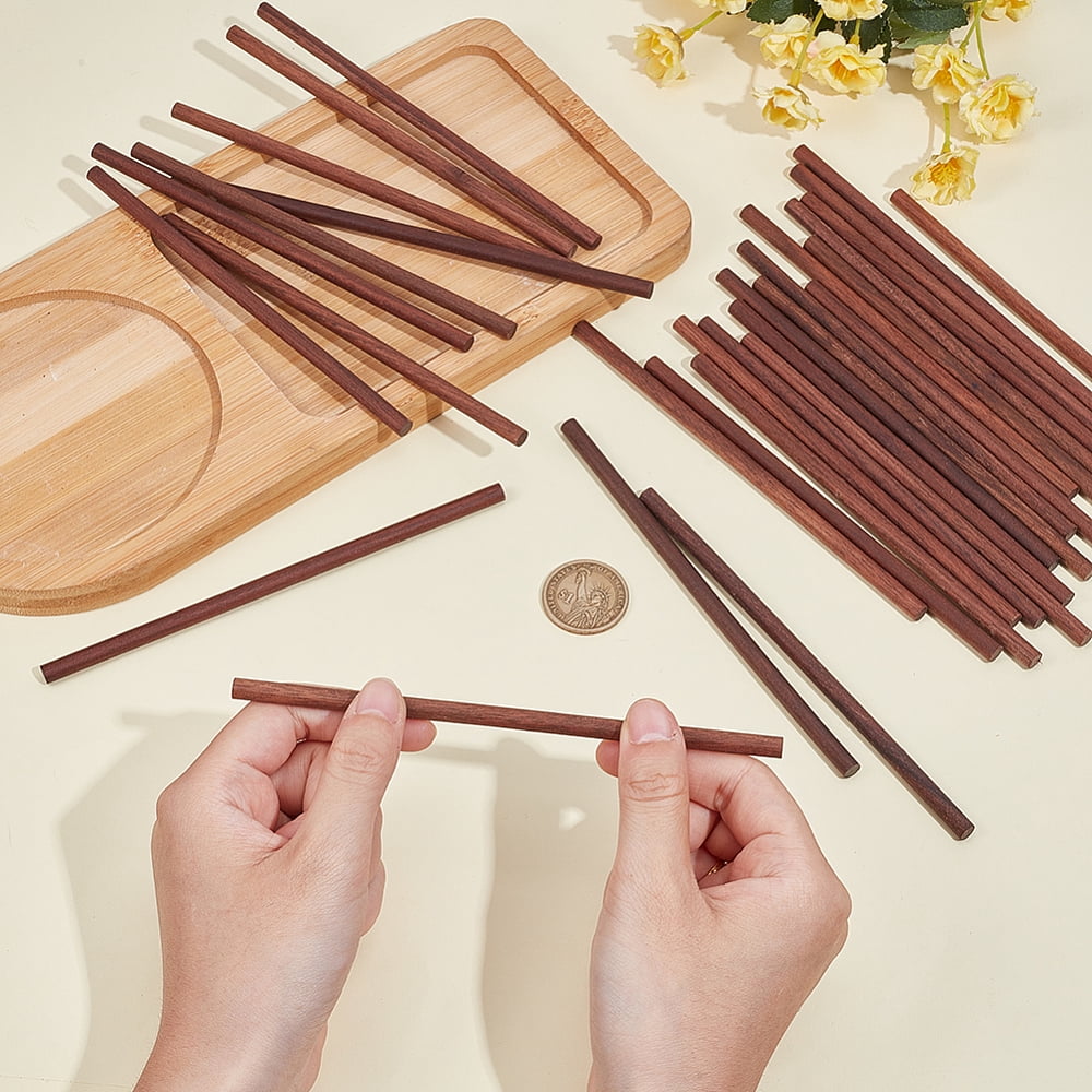 30Pcs Black Walnut Wood Craft Sticks Column Coconut Brown 150x5.8mm