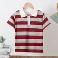 thumbnail image 6 of 3 Pack Cotton Tops for Boys Girls Striped Casual School Polo Shirt Short Sleeve Kids Summer Clothes 3-12Y (11-12 Years, Blue/Red/Green), 6 of 8