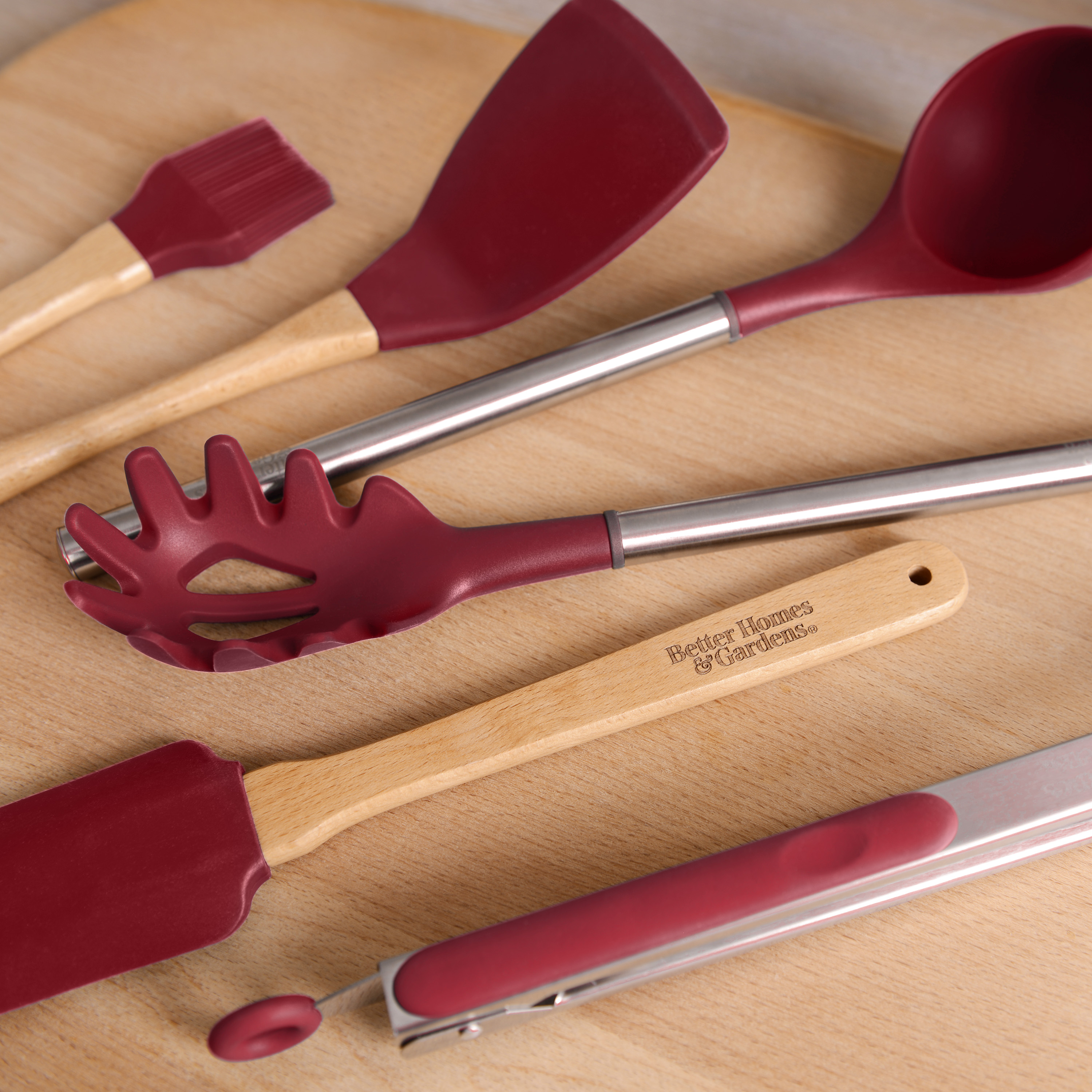 Better Homes & Gardens 12 Piece Silicone Utensil Set Merlot