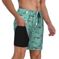 thumbnail image 2 of Logiee Great White Shark Print Men's Swim Trunk,Quick Dry Board Shorts ,Men's Swim Trunks with Compression Liner, Bathing Suits with Pockets-X-Large, 2 of 6