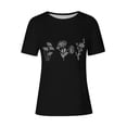thumbnail image 3 of Tops de Ajuste Suelto para las Mujeres Sudadera Casual Impresa Manga Corta Cuello Redondo Superior, Poliéster, 3 of 7
