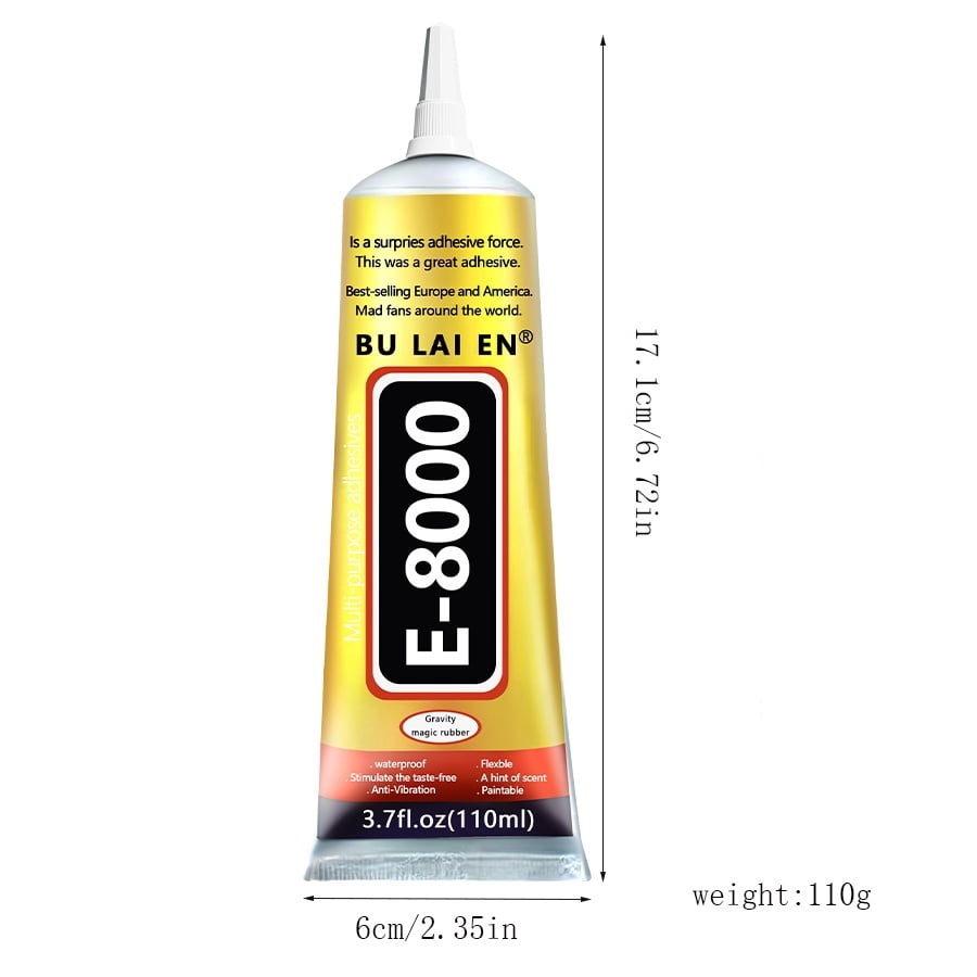 9 Count 110ml E-8000 Transparent Elastic Glue, Anti-Clog Nozzle Design, Strong Bond for Plastic, Shoes, Rhinestones, Phone Repair and Daily Craft Projects