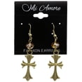 thumbnail image 2 of Mi Amore AB Finish Cross Dangle-Earrings Gold-Tone & Peach, 2 of 2
