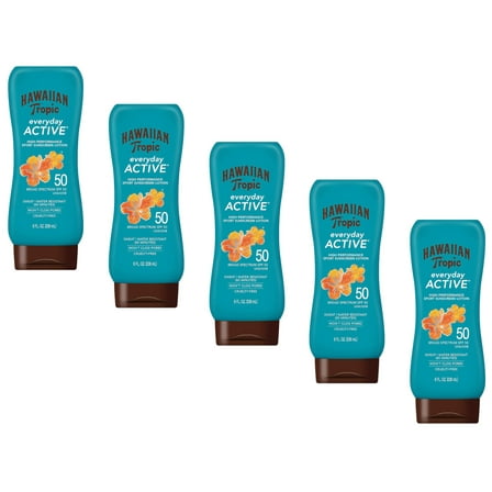 Hawaiian Tropic Everyday Active Island Sport Lotion - SPF 50; 8fl.oz - Pack of 5