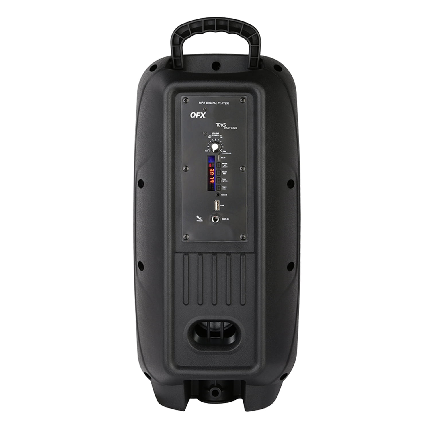QFX Portable Bluetooth True Wireless Speaker with LEDs, Microphone, and Stand, Black, PBX-8008SM, 2 Count, PBX-8008