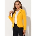 thumbnail image 3 of AllegK ChaqueDe Traje De ChaqueElástiCon Cuello De SolaPaOficiDe Trabajo PaMujer Amarillo M, 3 of 5