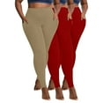thumbnail image 2 of lcziwo Yoga Pants with Pockets for Women Plus Size Soft Athletic Leggings Solid Color Elastic Waist Butt Lifting Quick Dry Leggings Khaki XXXXXL, 2 of 8