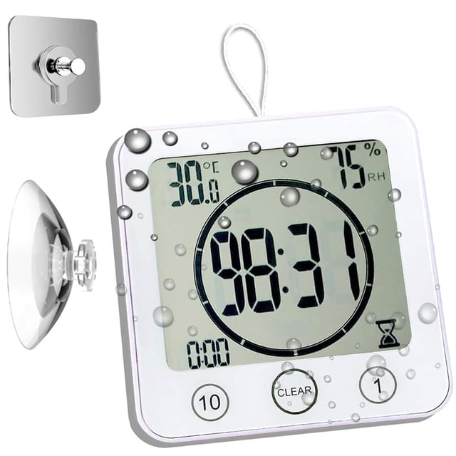 Reloj de pared impermeable para colgar, temporizador de ducha, alarma de baño