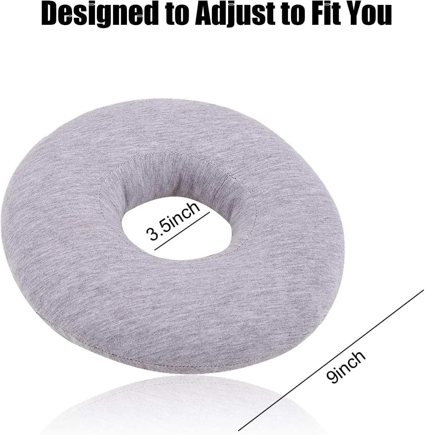 Numjaw Ear Piercing Pillow, 9" O-Shaped Pillow with Ear Holes, Doughnut Pillow for Ear Piercing, Side Sleepers, Relieve Ear Pain, Ear Inflammation (Grey)