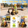 thumbnail image 4 of Gymax 3-in-1 Ride On Excavator & Bulldozer w/Detachable Bucket 3 Toy Stones Helmet, 4 of 10