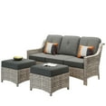 thumbnail image 2 of Ovios 3 Pieces Outdoor Furniture Rattan Patio Conversation Set with Ottoman for Backyard, 2 of 3