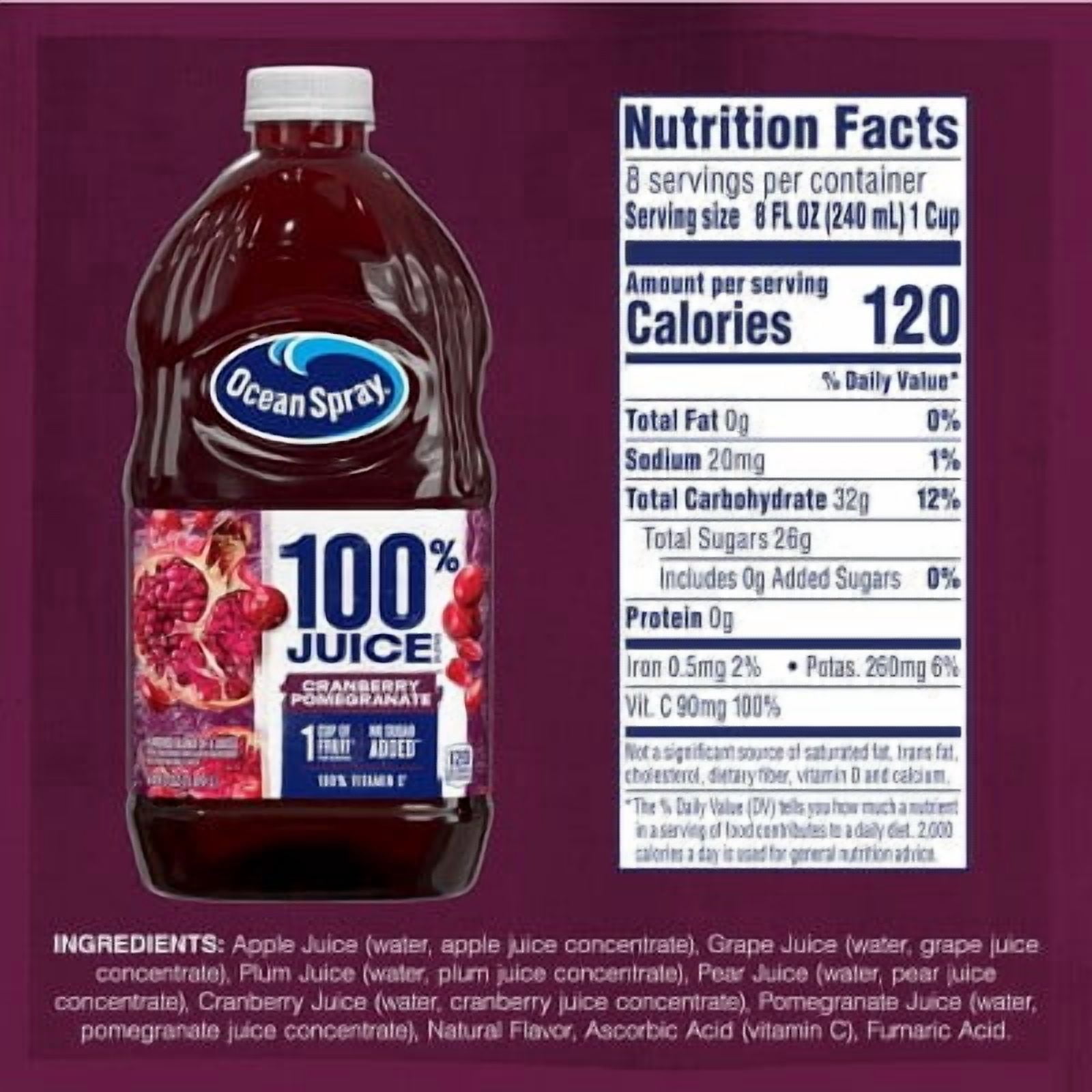 Ocean Spray 100% Cranberry-Pomegranate Juice - 64 fl oz Bottle